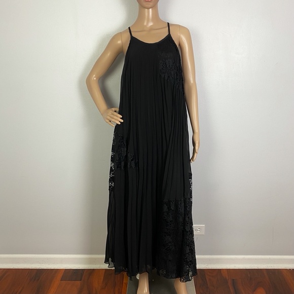 NEW DEREK LAM 10 CROSBY BLACK PLEATED MAXI DRESS - Picture 2 of 7